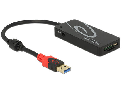 DeLOCK HUB USB 3.0 3 Port extern + 2 x SD Slo USB 3.2 Gen 1 (3.1 Gen 1) Type-A Svart