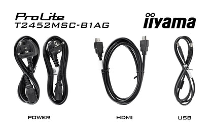 iiyama ProLite T2452MSC-B1AG platta pc-skärmar 60,5 cm (23.8") 1920 x 1080 pixlar Full HD LED Pekskärm Svart