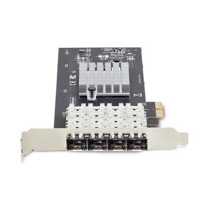 StarTech.com GbE SFP-nätverkskort med 4 portar, PCIe 2.0 x2 (kompatibelt med x4, x8, x16), Intel I350-AM4 4x 1 GbE-styrenhet, 1000BASE koppar/fiberoptisk, Gigabit Ethernet NIC med fyra portar för stationär dator/server - Windows och Linux