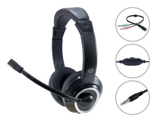 Conceptronic POLONA02BA hörlur och headset Kabel Huvudband Spela Svart