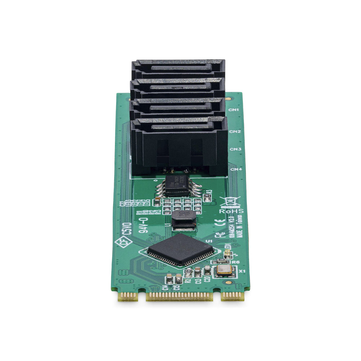 StarTech.com 4-ports M.2 till SATA-kortadapter, M.2 PCIe 3.0 till SATA HDD/SSD-expansionskort, ASM1064-chipset, M.2 NVMe till 4x HDD/SSD för Windows/macOS/Linux