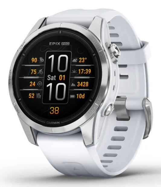 Garmin epix Pro (Gen 2) 3,05 cm (1.2") AMOLED 42 mm Digital 390 x 390 pixlar Pekskärm Silver Wi-Fi GPS