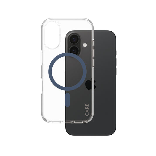 PanzerGlass CARE by ® Flagship Case Transparent Urban Combat w. Blue MagSafe iPhone 16 mobiltelefonfodral Omslag