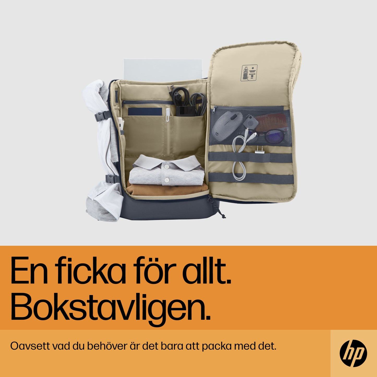 HP Travel 25 liter ryggsäck för 15,6 tum bärbar dator i Iron Grey