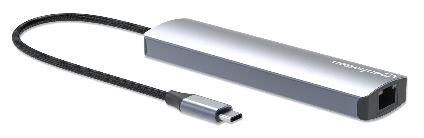 Manhattan 153959 dockningsstationer för bärbara datorer Kabel USB 3.2 Gen 1 (3.1 Gen 1) Type-C Silver