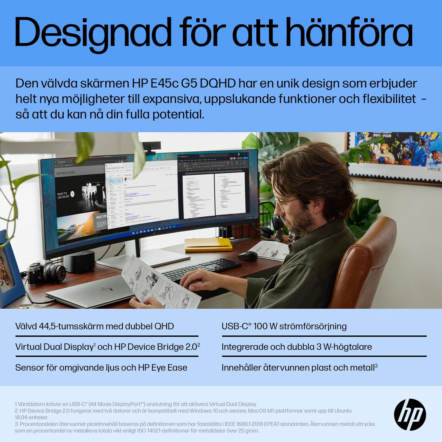 HP E45c G5 välvd DQHD skärm