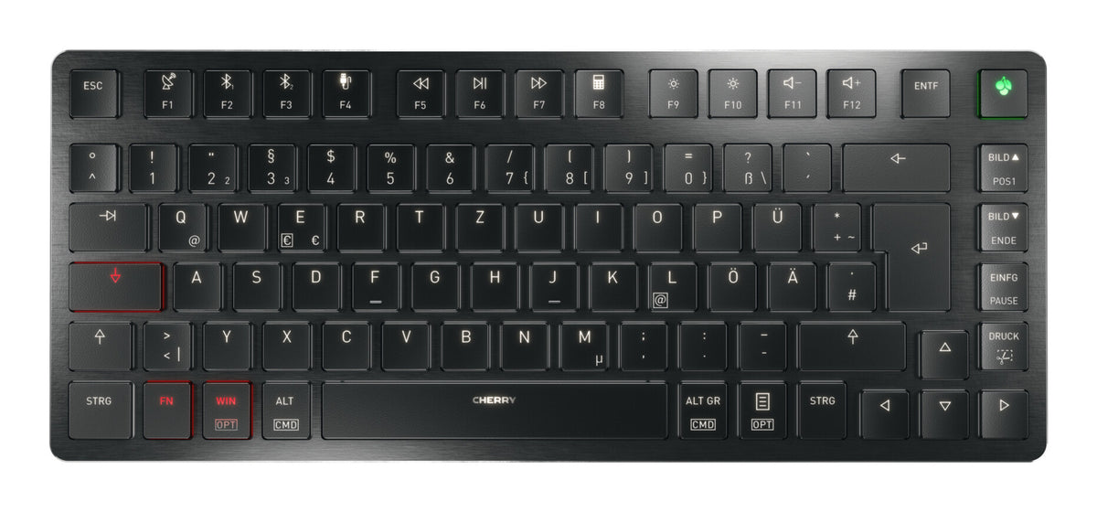 CHERRY KW X ULP 2.0 MINI tangentbord Hem / Kontor USB + RF Wireless + Bluetooth QWERTZ tyska Svart