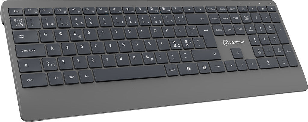 Voxicon DK-320WL/B tangentbord Hem / Kontor Trådlös RF + Bluetooth QWERTY Nordic Grå