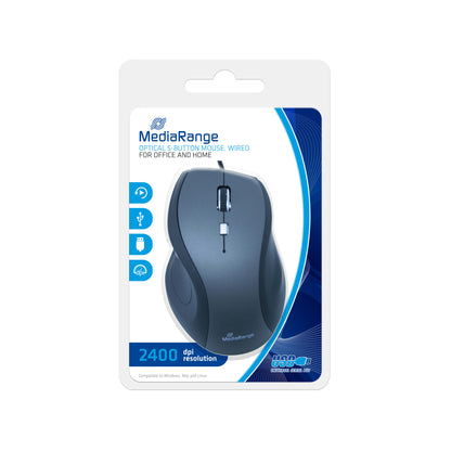 MediaRange MROS202 datormöss Kontor högerhand USB Type-A Optisk 2400 DPI