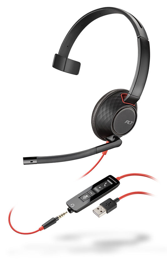 POLY Blackwire 5210 Headset Kabel Huvudband Kontor/callcenter USB Type-A Svart