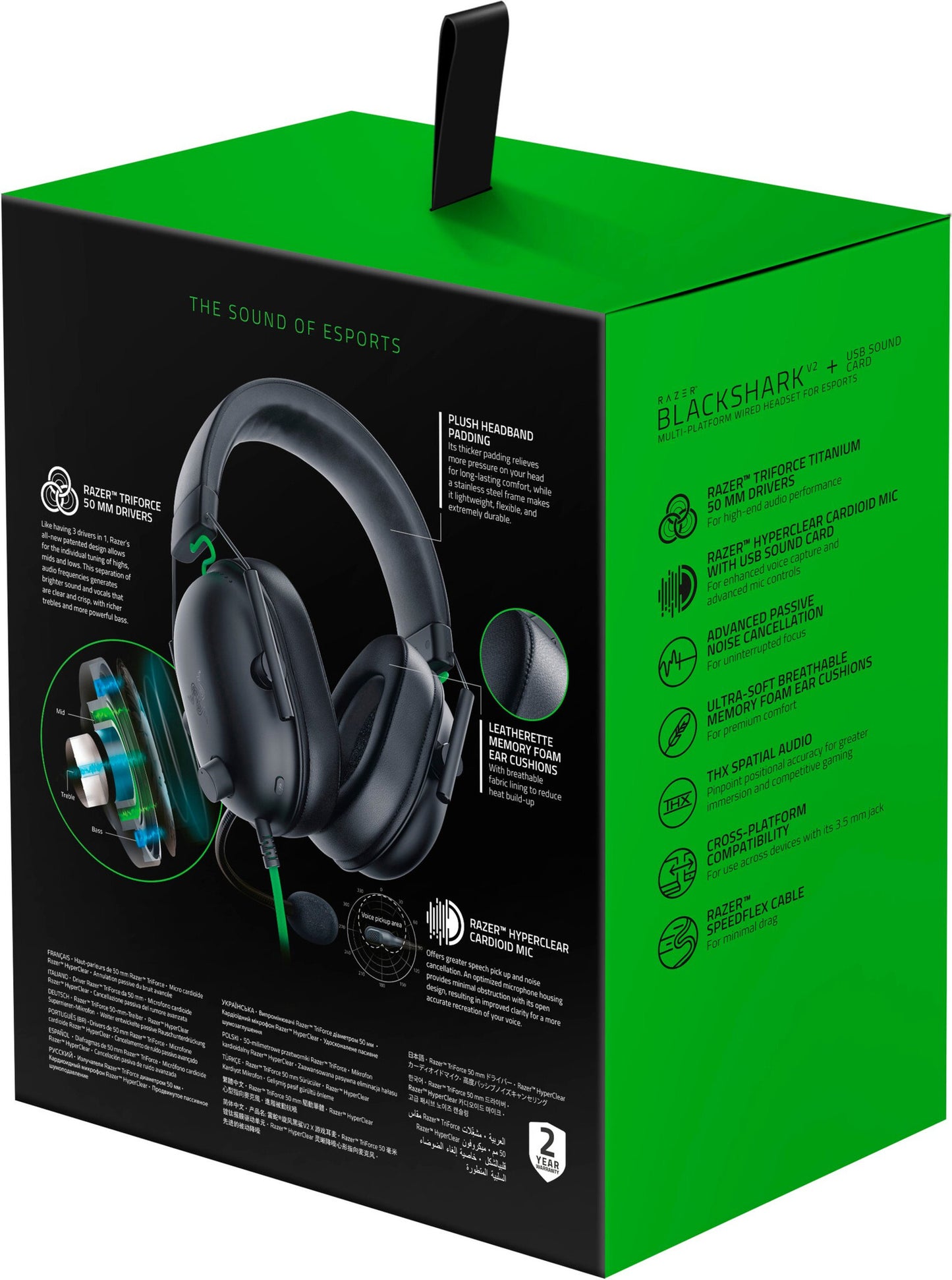 Razer Blackshark V2 X Headset Kabel Huvudband Spela Svart, Grön