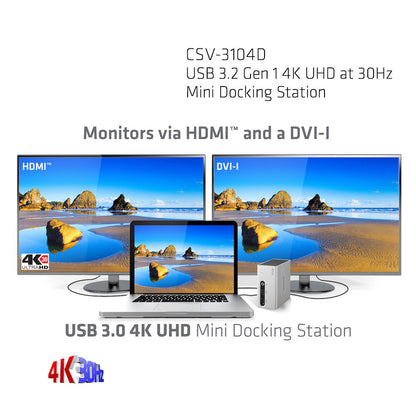 CLUB3D SenseVision USB 3.0 4K UHD Mini Docking Station