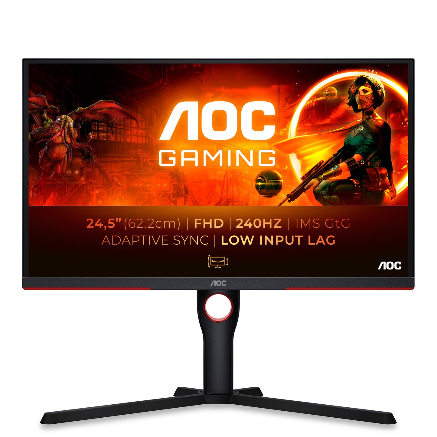 AOC G3 25G3ZM/BK platta pc-skärmar 62,2 cm (24.5") 1920 x 1080 pixlar Full HD Svart, Röd