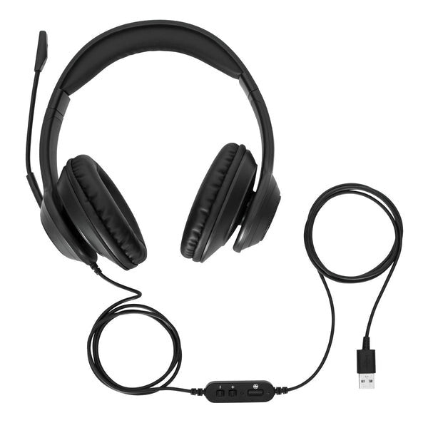Targus AEH102GL hörlur och headset Kabel Huvudband Samtal/musik USB Type-A Svart