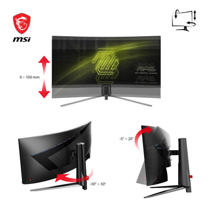MSI MAG 345CQRDE platta pc-skärmar 86,4 cm (34") 3440 x 1440 pixlar UltraWide Dual Quad HD Svart