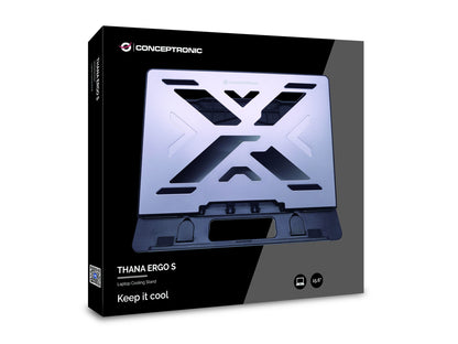 Conceptronic THANA ERGO S, Laptop Cooling Stand Ställ till bärbara datorer Grå 39,6 cm (15.6")