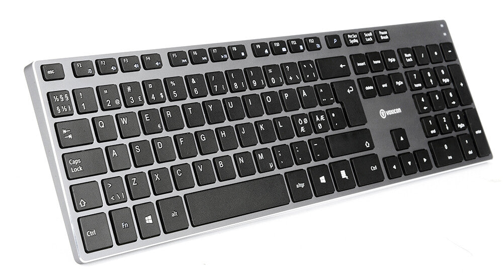 Voxicon Slim Metal 295 tangentbord RF Trådlös QWERTY Nordic Svart, Grå