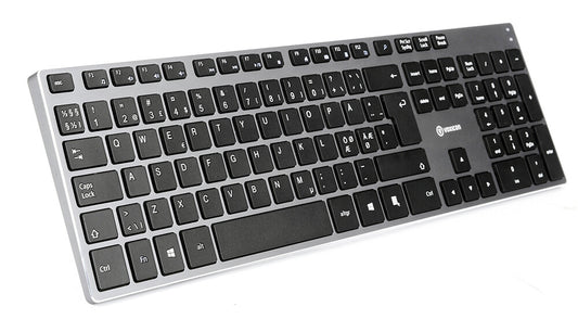 Voxicon Slim Metal 295 tangentbord RF Trådlös QWERTY Nordic Svart, Grå