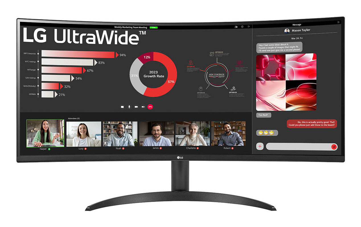 LG 34WR50QK-B platta pc-skärmar 86,4 cm (34") 3440 x 1440 pixlar Wide Quad HD Svart
