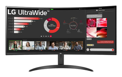 LG 34WR50QK-B platta pc-skärmar 86,4 cm (34") 3440 x 1440 pixlar Wide Quad HD Svart