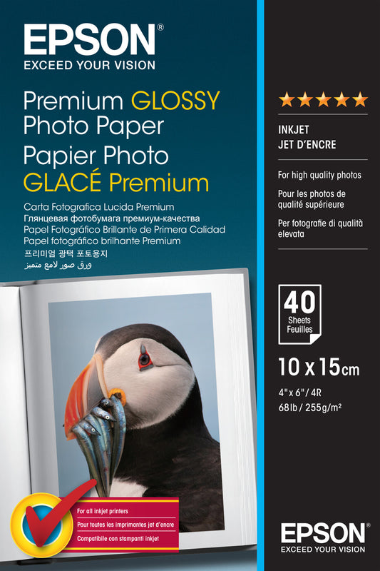 Epson Premium Glossy Photo Paper - 10x15cm - 40 Ark