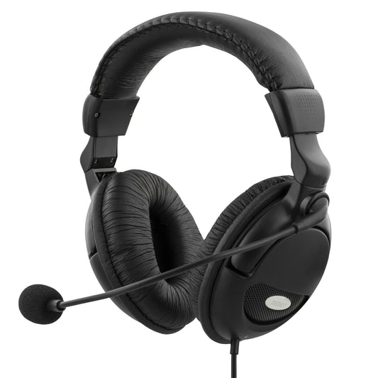 Deltaco Headset med mikrofon och volymkontroll, 2 x 3,5 mm, svart