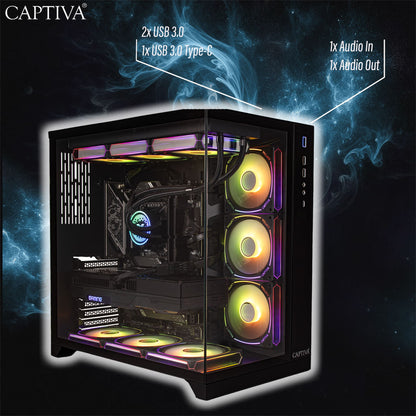 CAPTIVA Highend Gaming I73-925 Intel® Core™ i9 i9-13900KF 64 GB DDR5-SDRAM 2 TB SSD NVIDIA GeForce RTX 4070 Windows 11 Home Skrivbord PC Svart