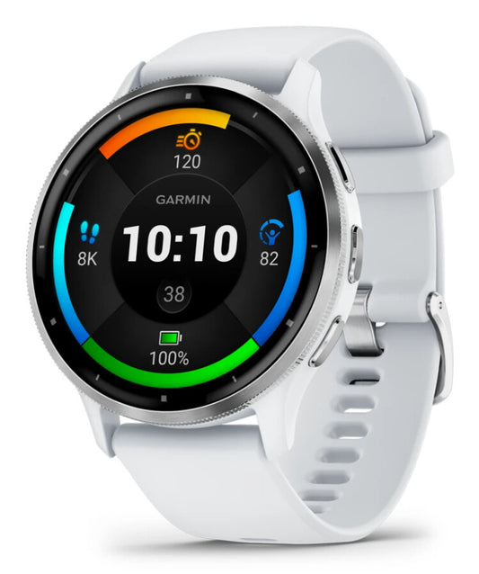 Garmin Venu 3 3,56 cm (1.4") AMOLED 45 mm Digital 454 x 454 pixlar Pekskärm Silver, Vit Wi-Fi GPS
