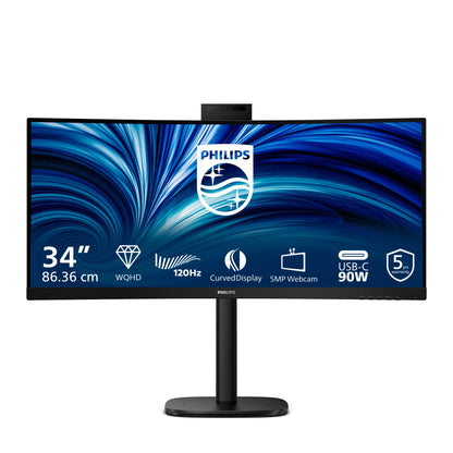 Philips 3000 series 34B2U3600CH/00 platta pc-skärmar 86,4 cm (34") 3440 x 1440 pixlar Wide Quad HD LCD Svart
