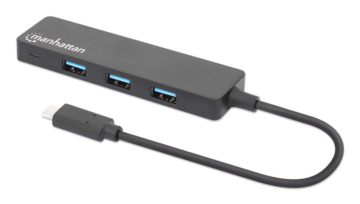 Manhattan 164924 gränssnittshubbar USB 3.2 Gen 1 (3.1 Gen 1) Type-C 5000 Mbit/s Svart