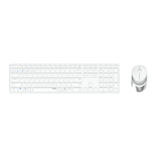 Rapoo 9850M tangentbord Mus inkluderad Hem Trådlös RF + Bluetooth QWERTZ tyska Vit