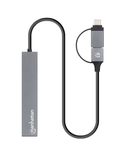 Manhattan 181006 gränssnittshubbar USB 3.2 Gen 1 (3.1 Gen 1) Type-A 5000 Mbit/s Grå