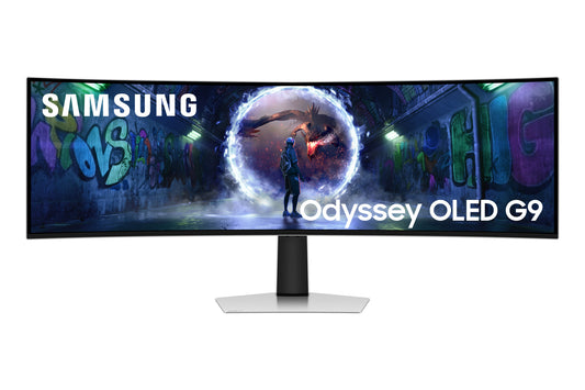 Samsung G93SD platta pc-skärmar 124,5 cm (49") 5120 x 1440 pixlar Dual QHD OLED Silver