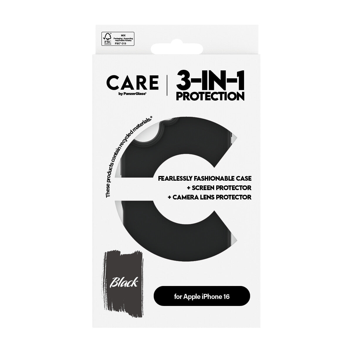 PanzerGlass CARE by ® Fashion 3-in-1 Bundle iPhone 16 mobiltelefonfodral Omslag Transparent