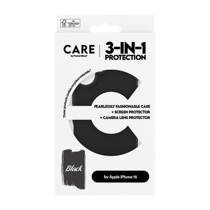 PanzerGlass CARE by ® Fashion 3-in-1 Bundle iPhone 16 mobiltelefonfodral Omslag Transparent