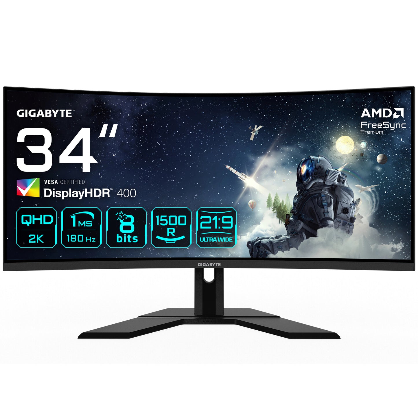 GIGABYTE G34WQCP platta pc-skärmar 86,4 cm (34") 3440 x 1440 pixlar UltraWide Quad HD LED Svart
