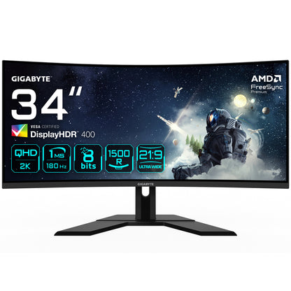 GIGABYTE G34WQCP platta pc-skärmar 86,4 cm (34") 3440 x 1440 pixlar UltraWide Quad HD LED Svart