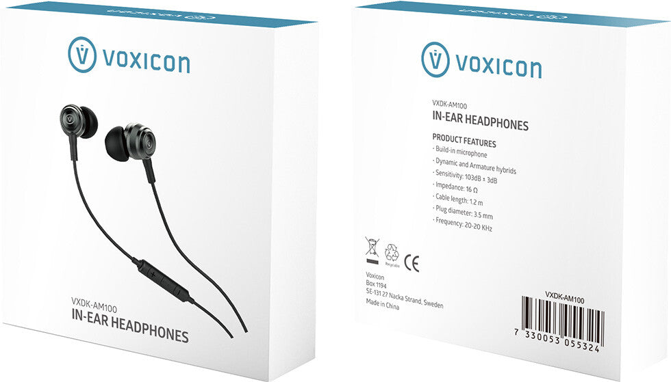 Voxicon VXDK-AM100 hörlur och headset Kabel I öra Svart