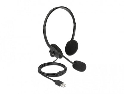 DeLOCK 27178 hörlur och headset Kabel Huvudband Kontor/callcenter USB Type-A Svart