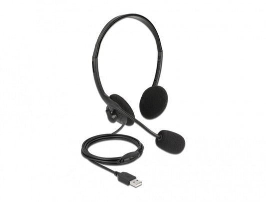DeLOCK 27178 hörlur och headset Kabel Huvudband Kontor/callcenter USB Type-A Svart