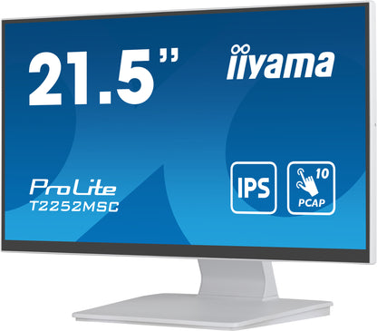iiyama ProLite T2252MSC-W2 platta pc-skärmar 54,6 cm (21.5") 1920 x 1080 pixlar Full HD LCD Pekskärm Bord Vit