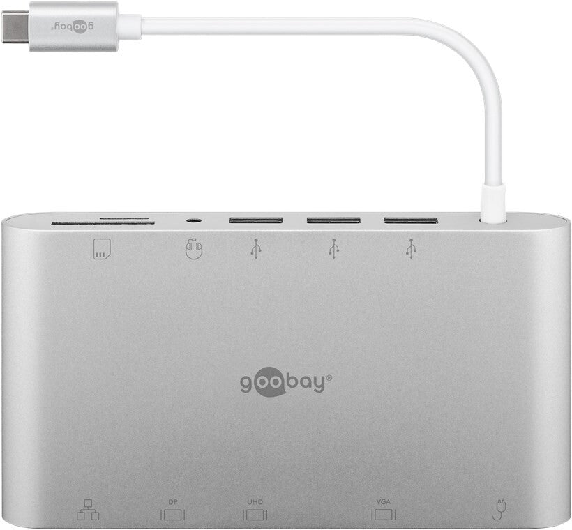 Goobay 62113 dockningsstationer för bärbara datorer Kabel USB 3.2 Gen 1 (3.1 Gen 1) Type-C Silver