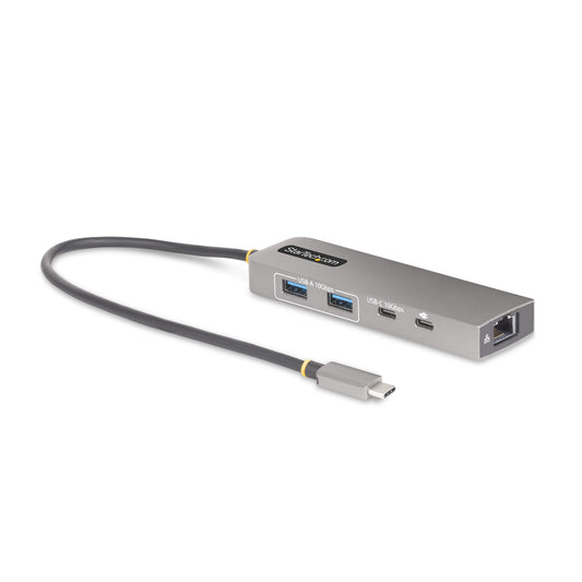 StarTech.com USB-C-hubb med 3 portar på 2,5 Gbps Ethernet och 100 W pass-through-port för strömförsörjning, USB 3.2 10 Gbps, 2x USB-A/1x USB-C, bärbar USB Type-C-adapterhubb