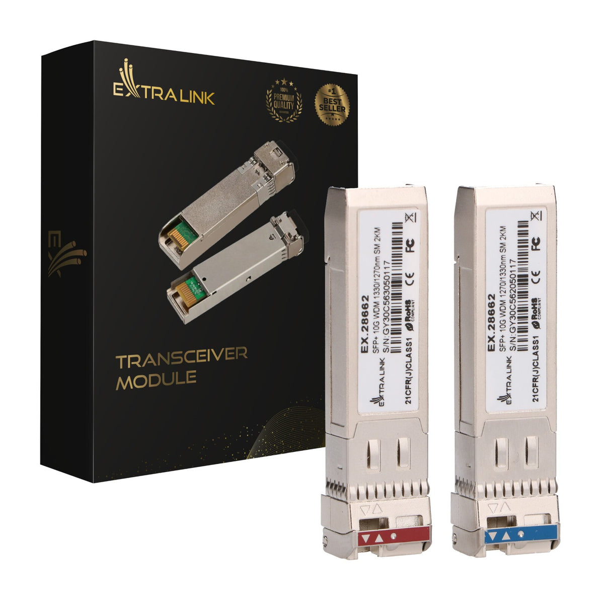 Extralink SFP+ 10G WDM 1270/1330NM SM 2KM transceiver-moduler för nätverk