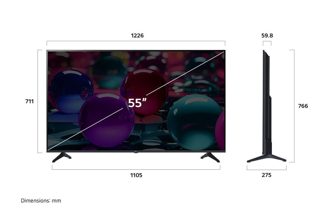 LG UHD AI 55UA73003LA TV-apparat 139,7 cm (55") 4K Ultra HD Smart-TV Wi-Fi Svart