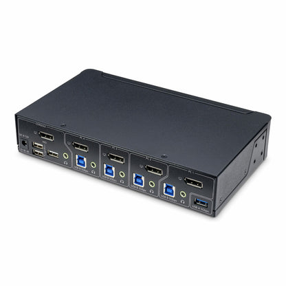 StarTech.com 4-portars DisplayPort KVM-switch, en enda 4K 60 Hz-monitor, 6x USB-portar, tryckknapps- och snabbtangentväxling, DisplayPort 1.2, OS-oberoende, TAA-kompatibel
