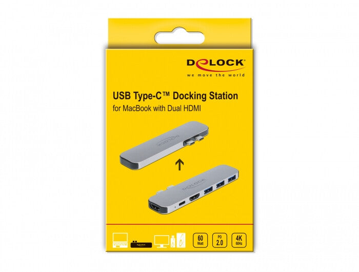 DeLOCK 87753 dockningsstationer för bärbara datorer Dockning Grå