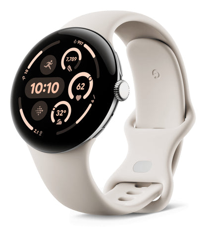Google Pixel Watch 3 AMOLED 45 mm Digital Pekskärm Silver Wi-Fi GPS
