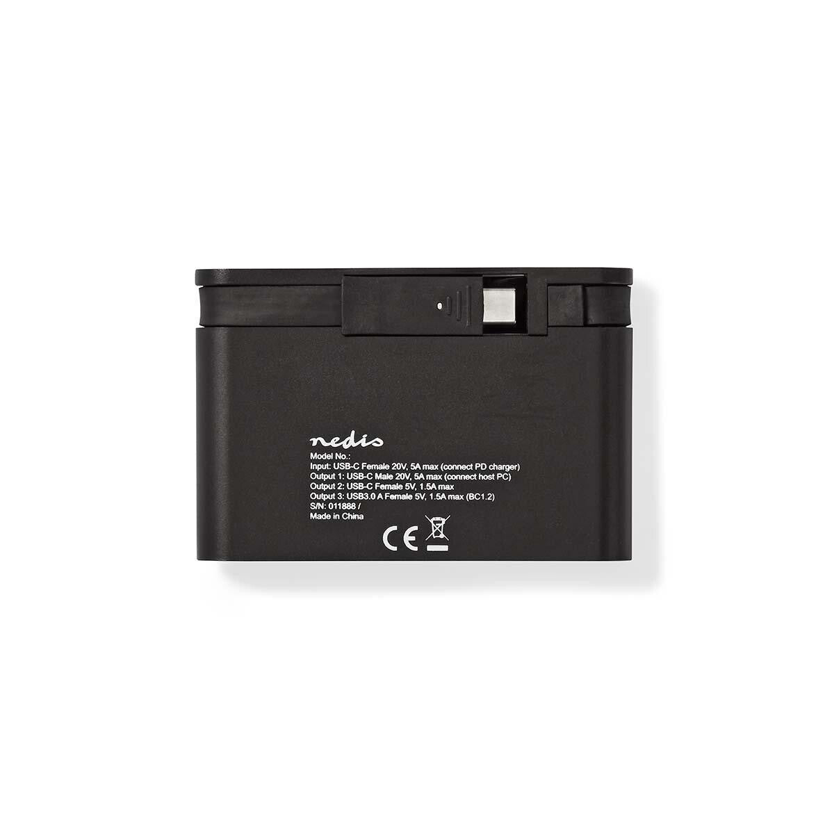 Nedis TCARF260BK dockningsstationer för bärbara datorer USB 3.2 Gen 1 (3.1 Gen 1) Type-C Svart