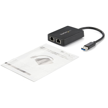 StarTech.com USB 3.0 till Dubbel Port Gigabit Ethernet-nätverksadapter med USB-port
